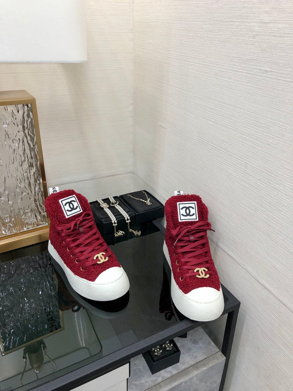 CC High Top Sneaker Red Wool