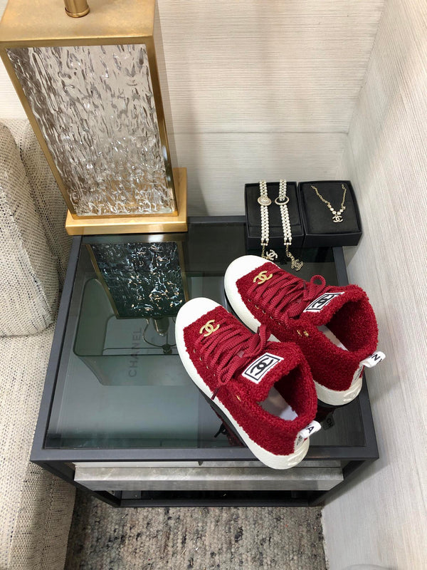 CC High Top Sneaker Red Wool