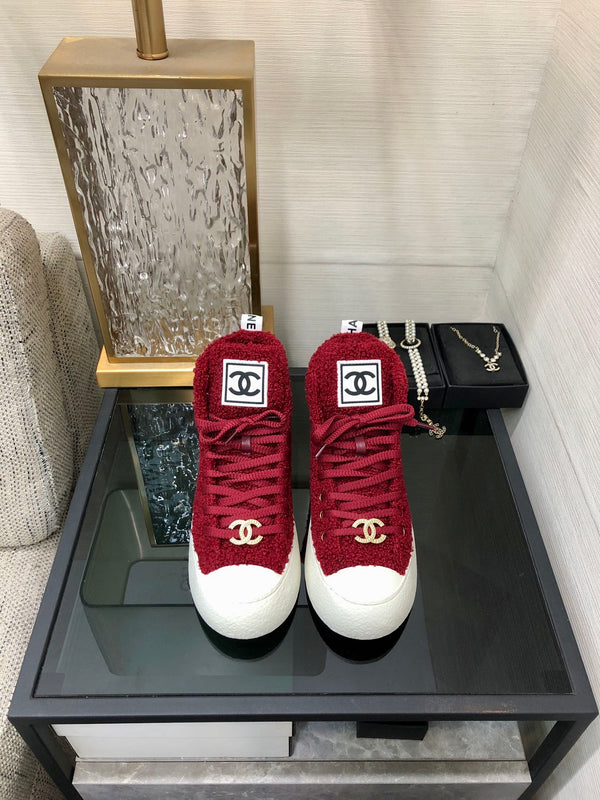 CC High Top Sneaker Red Wool