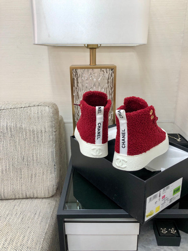 CC High Top Sneaker Red Wool