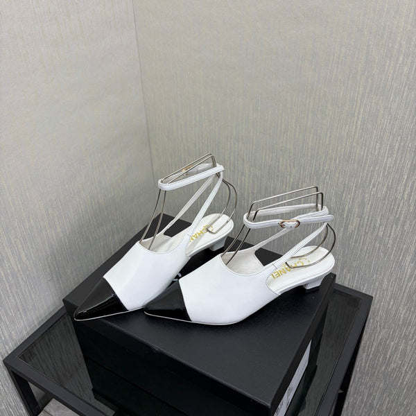 CC 2026 Slingback 4cm Cuir Verni Blanc 688713