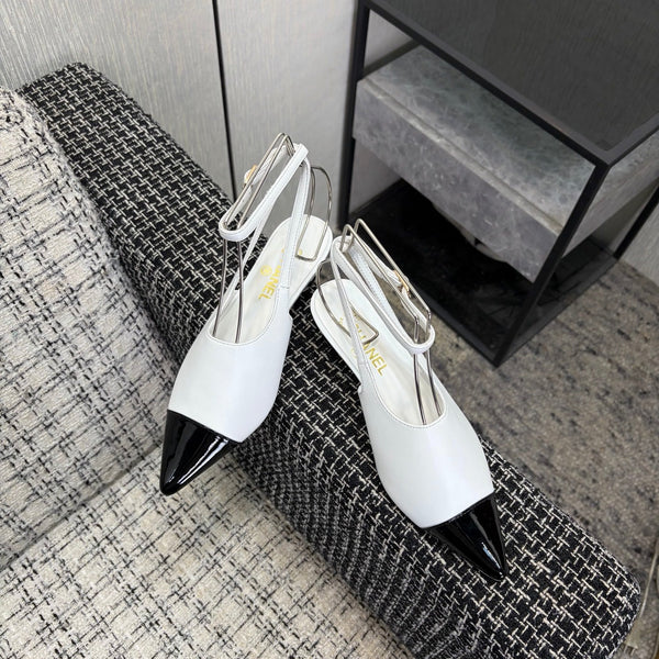 CC 2026 Slingback 4cm Cuir Verni Blanc 688713