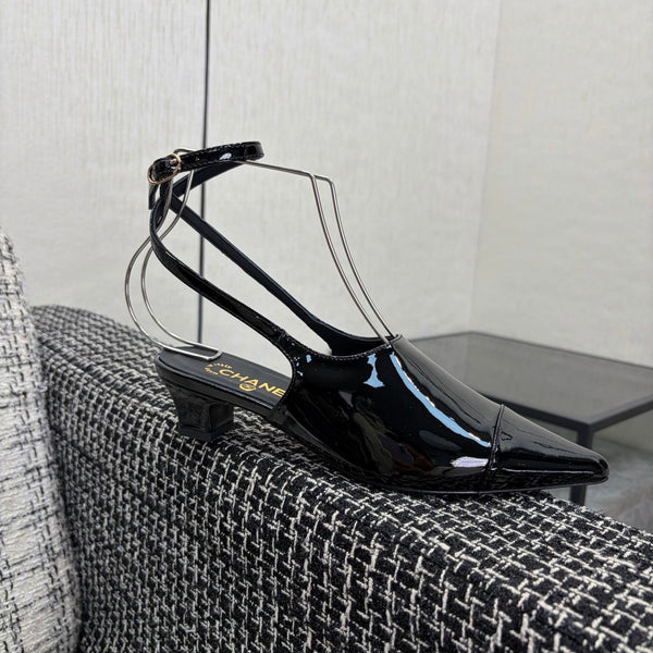 CC 2026 Slingback 4cm Cuir Verni Noir 688712