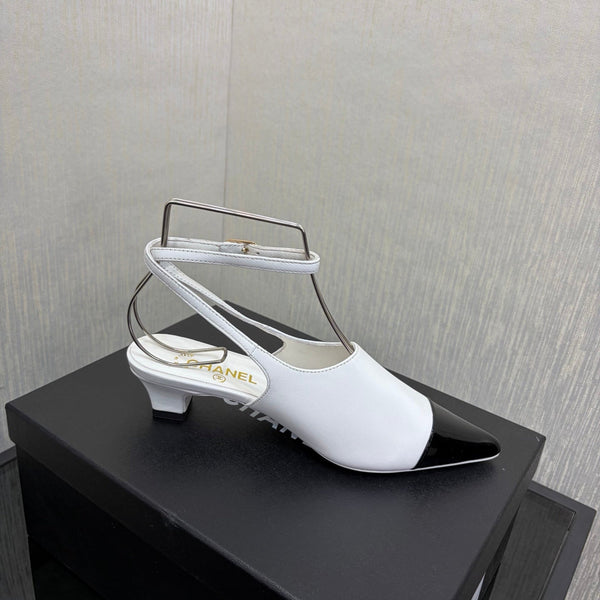 CC 2026 Slingback 4cm Cuir Verni Blanc 688713