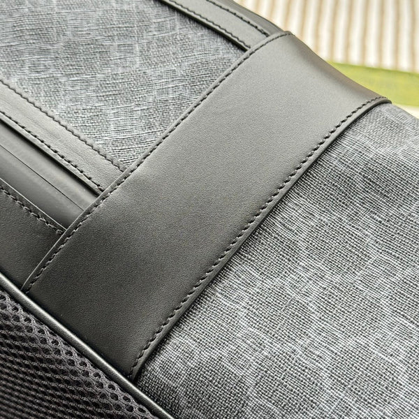 ZAINO 44 IN TELA MONOGRAM GRIGIA E RIFINITURE IN PELLE NERA