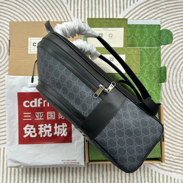 ZAINO 44 IN TELA MONOGRAM GRIGIA E RIFINITURE IN PELLE NERA