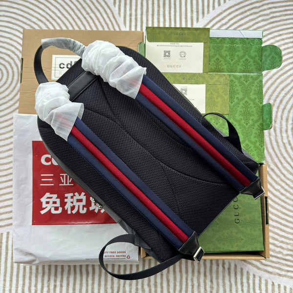 ZAINO 44 IN TELA MONOGRAM GRIGIA E RIFINITURE IN PELLE NERA