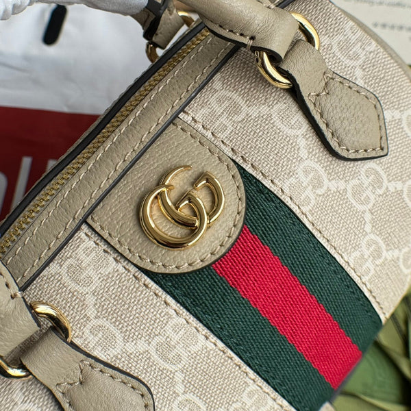 Gucci Ophidia 16.5 Bag Beige Canvas Leather 240093