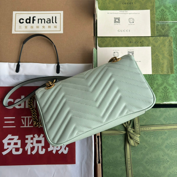 gg marmont 26cm turquoise calfskin gold hardware