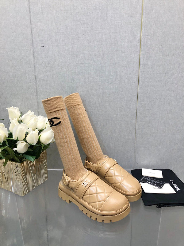 CHUNKY PLATFORM SHEARLING SLIPPER BEIGE CREAM LAMBSKIN