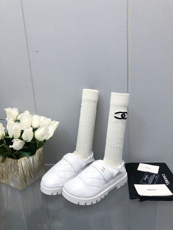 CHUNKY PLATFORM SHEARLING SLIPPER WHITE LAMBSKIN