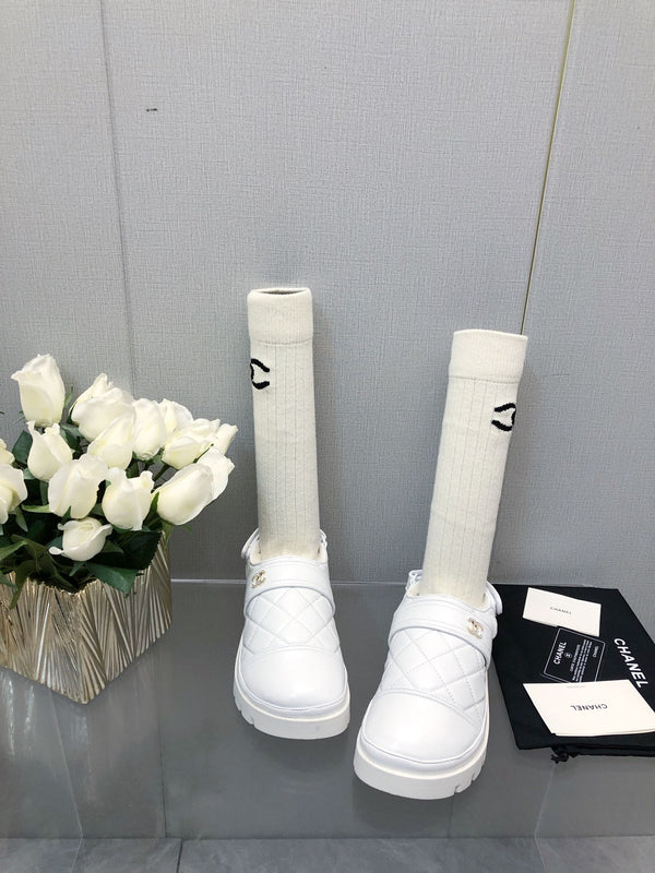 CHUNKY PLATFORM SHEARLING SLIPPER WHITE LAMBSKIN