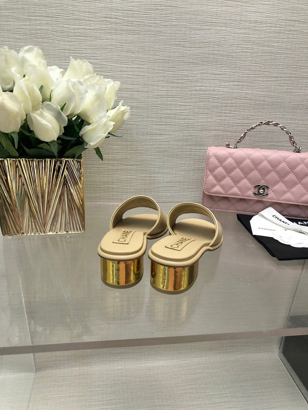 CC 25C Mules con tacco medio in vera pelle di vitello color crema 212955