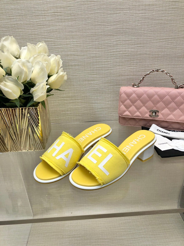 CC 25C Mid Heel Mule Yellow Fabric Material 212958