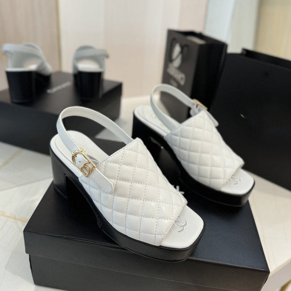 high heel 100 slingback sandal white black quilted calfskin