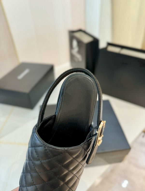 high heel 100 slingback sandal black quilted calfskin