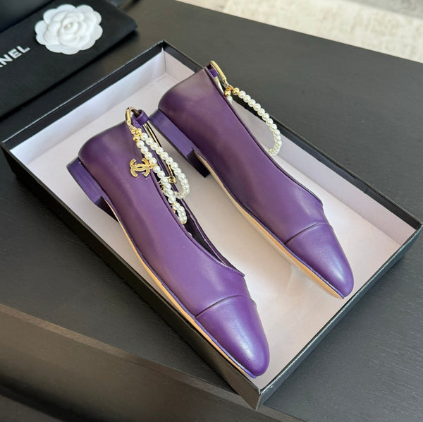Double Strap Chunky Heel Mary Jane Shoes Violet Purple
