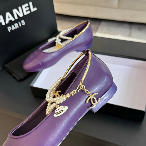 Double Strap Chunky Heel Mary Jane Shoes Violet Purple