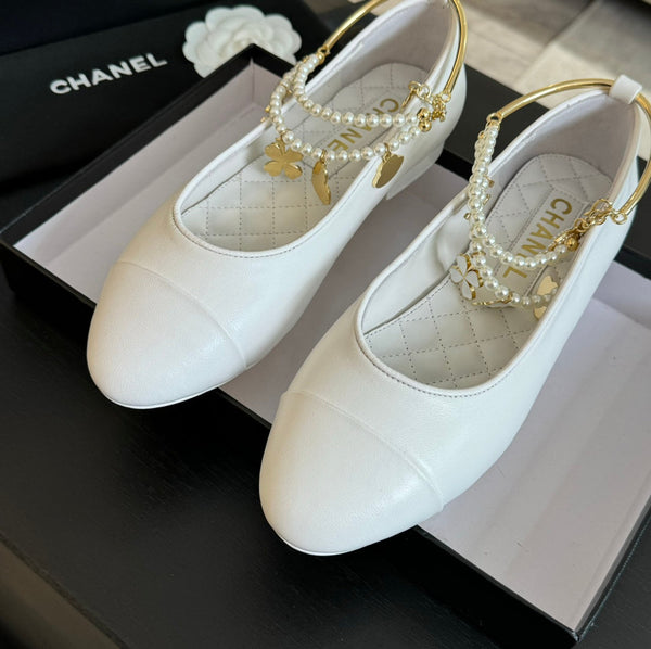 Double Strap Chunky Heel Mary Jane Shoes White