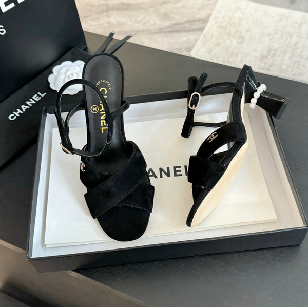 High Sandals Lambskin Black