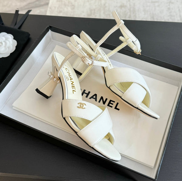 High Sandals Lambskin White