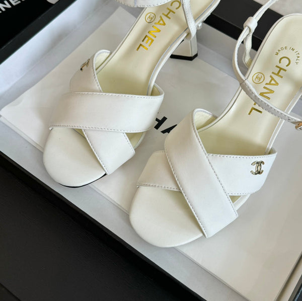 High Sandals Lambskin White