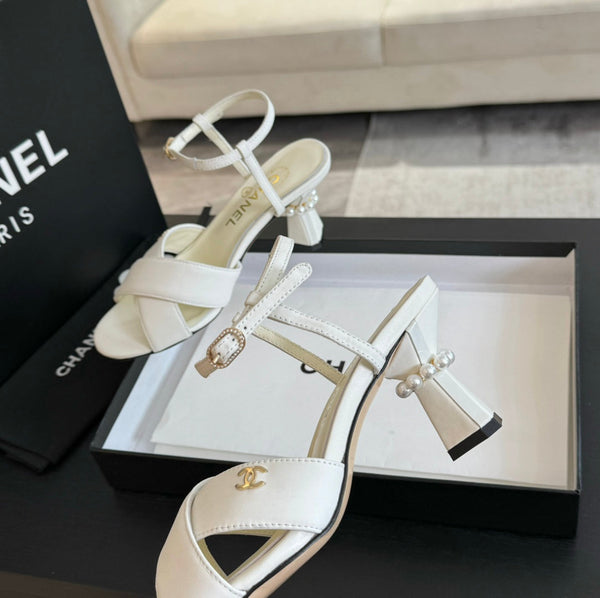 High Sandals Lambskin White
