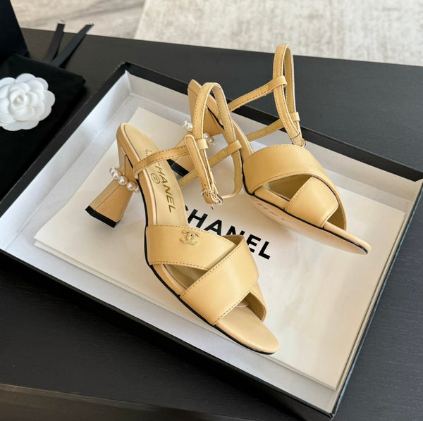 High Sandals Lambskin Yellow Cream