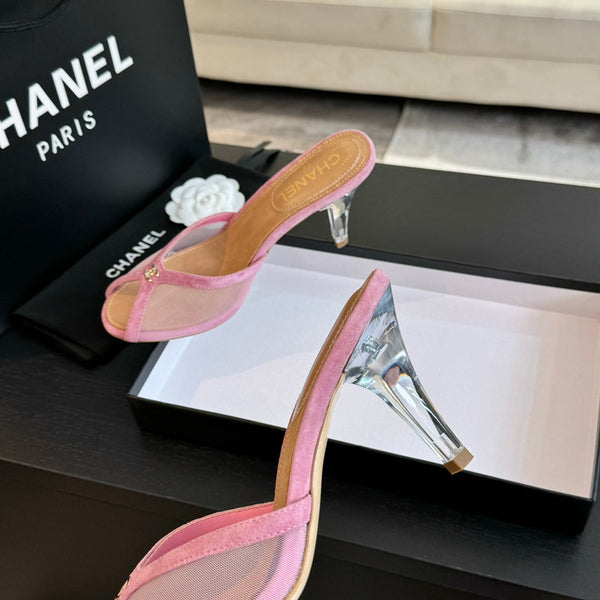 CC 26s Sandal 7cm Pink Mesh Lambskin 700613