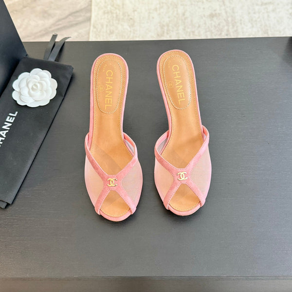 CC 26s Sandal 7cm Pink Mesh Lambskin 700613