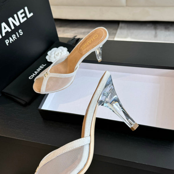 CC 26s Sandal 7cm White Mesh Lambskin 700614