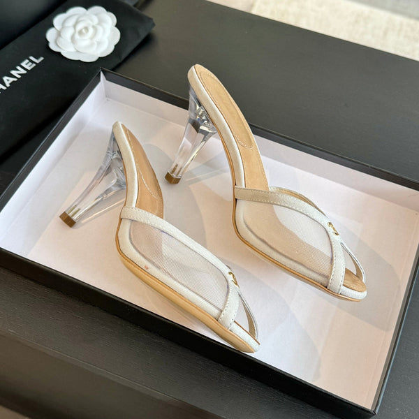 CC 26s Sandal 7cm White Mesh Lambskin 700614