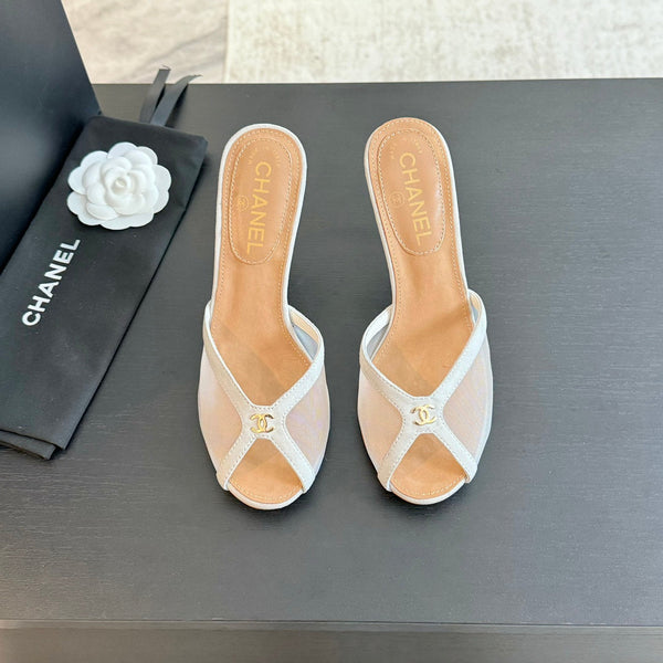 CC 26s Sandal 7cm White Mesh Lambskin 700614