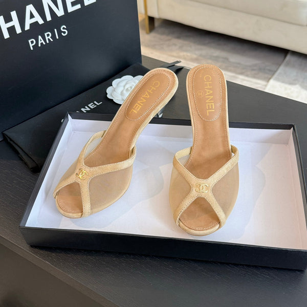 CC 26s Sandal 7cm Beige Mesh Lambskin 700615