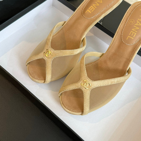 cc mule sandal beige lace beige calfskin