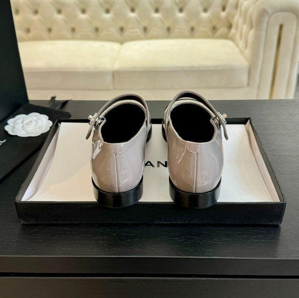 mary jane flat Gray patent calfskin