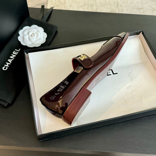 mary jane flat Red Wine patent calfskin