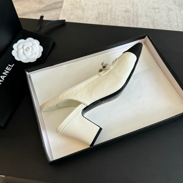 Double C WOMEN'S Slingback SPIRIT TOE White Lambskin