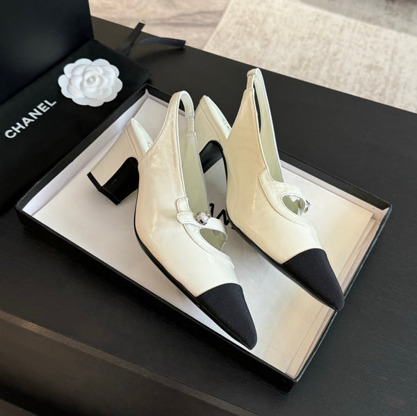 Double C WOMEN'S Slingback SPIRIT TOE White Lambskin