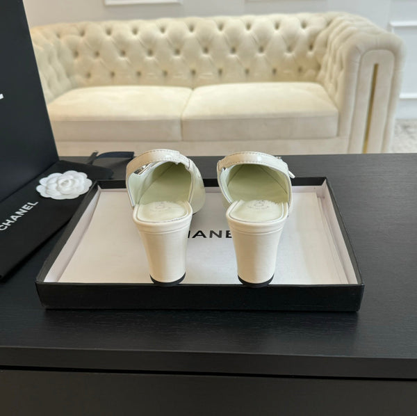 Double C WOMEN'S Slingback SPIRIT TOE White Lambskin