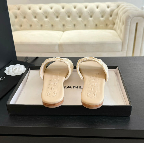 CC 26s Slippers Beige Cream Lambskin