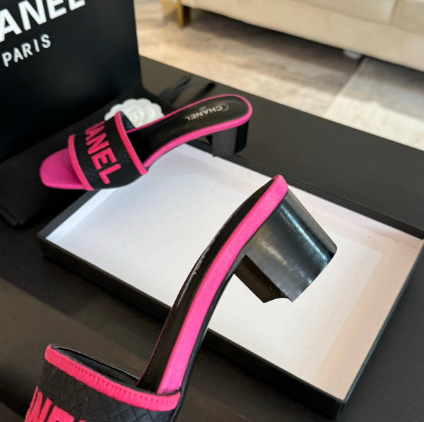 sandalo mulo 45 nero rosa tessuto ricamo