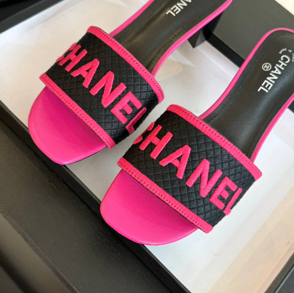 sandalo mulo 45 nero rosa tessuto ricamo