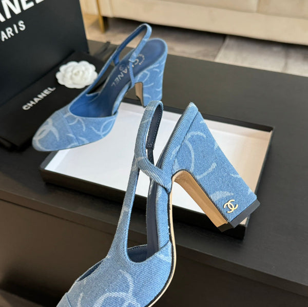 slingbacks 95 blu denim multi logo