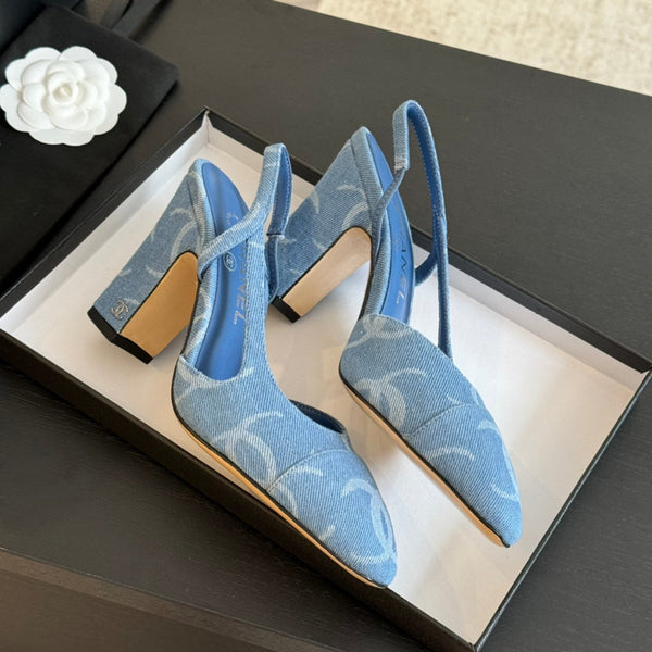 slingbacks 95 blu denim multi logo