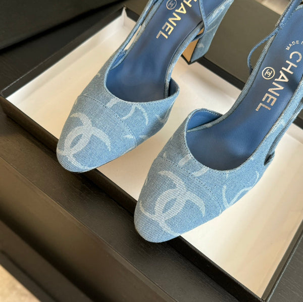 slingbacks 95 blu denim multi logo