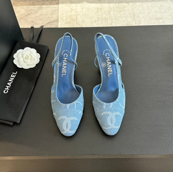 slingbacks 95 blu denim multi logo