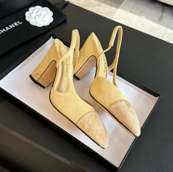 slingback 95 in pelle di vitello scamosciata beige