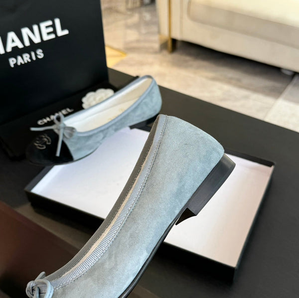 ballerina blu nuvola in camoscio e tela nera