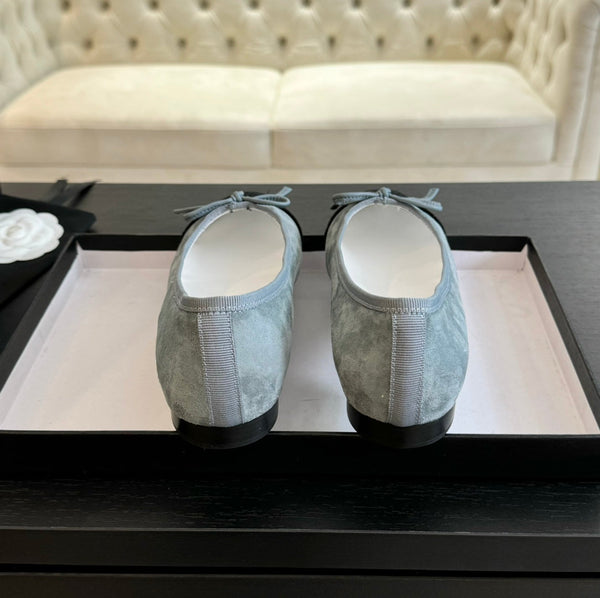 ballerina blu nuvola in camoscio e tela nera